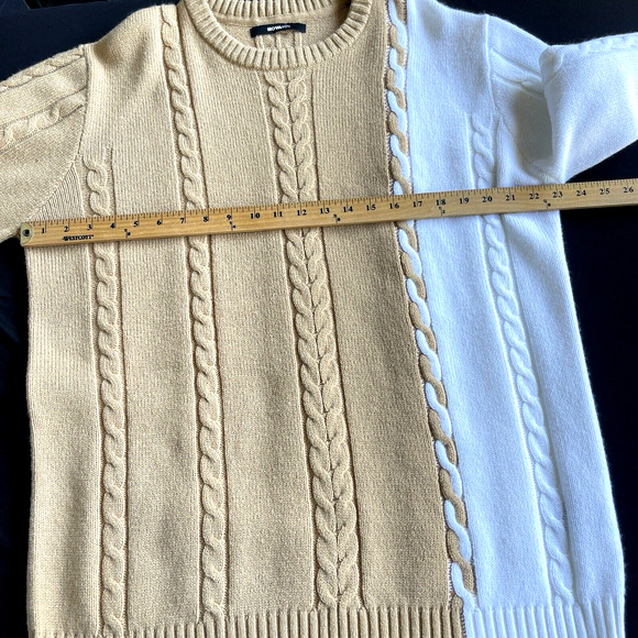 Novamen Cody Sweater Mens Extra Large XL Brown White Cable Knit Pullover - Picture 8 of 11